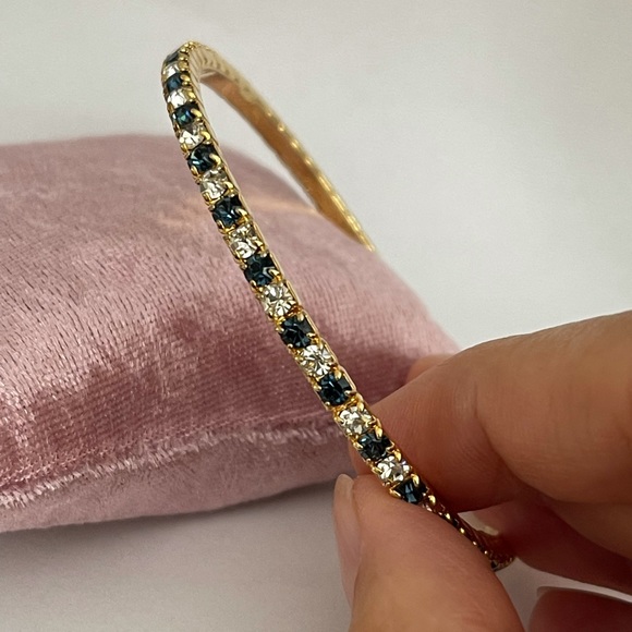 Sapphire blue & white rhinestone gold bracelet - Picture 6 of 7